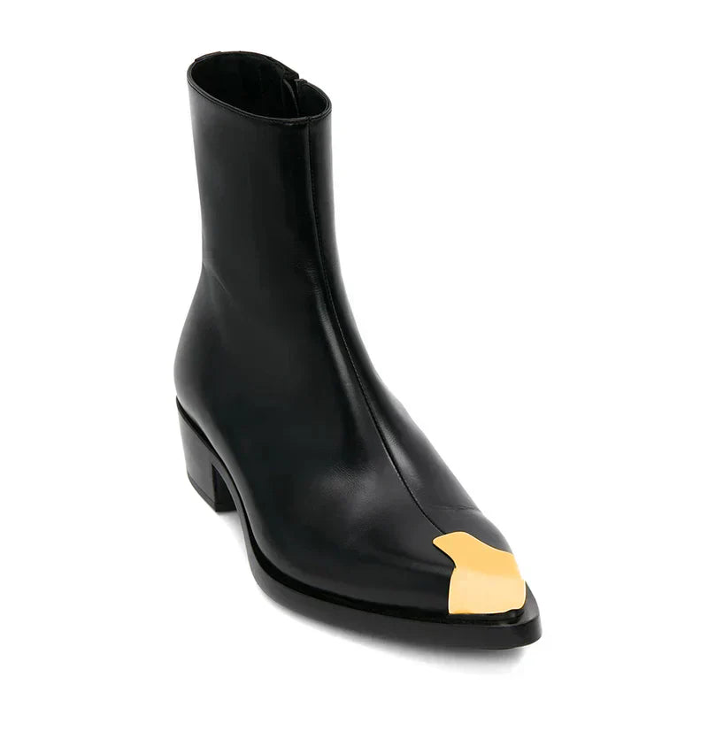 Punk Leather Boots en Toe With Single Buckle