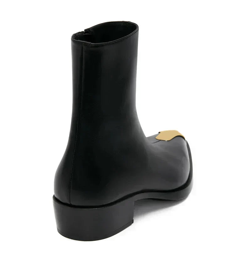 Punk Leather Boots en Toe With Single Buckle