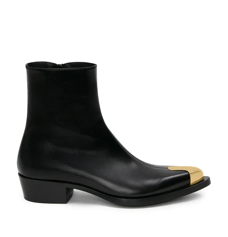 Punk Leather Boots en Toe With Single Buckle