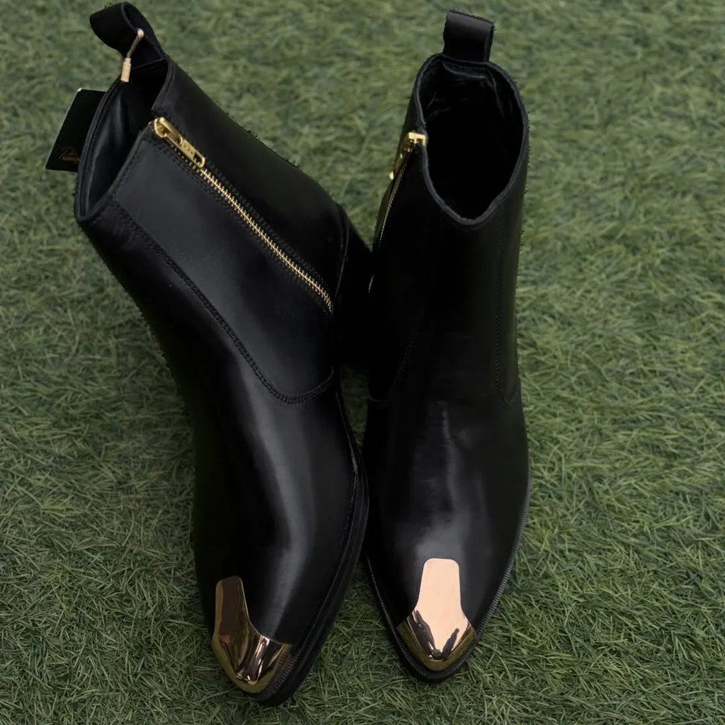 Punk Leather Boots en Toe With Single Buckle